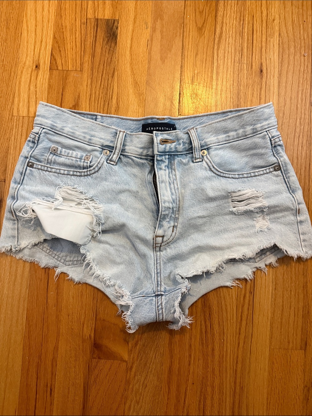 Aeropostale Light Wash Distressed Denim Cutoff Shorts